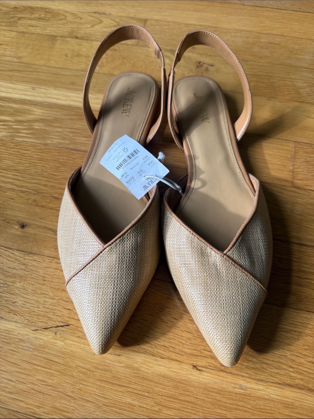 NEW JCrew Woven Beige Pointed Slingback Flats